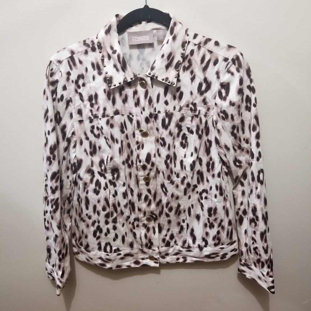 Chico's Western Country Animal Print Button Rodeo Fair Western Shirt Small